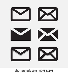 Mail Icon - Envelope Mail Icons Vector Isolated Flat Design Style