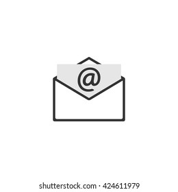Mail icon with envelope and letter, email symbol design, vector