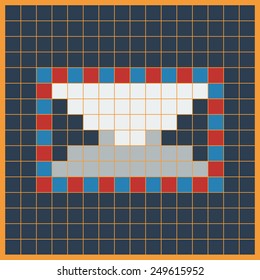 Mail Icon. Envelope for Letters Made of Squares, Pixels in the Form of Mosaics on the Colored Background.Vector illustration