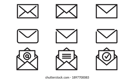 Mail icon. envelope line, flat. feedback letter sign. symbol Isolated vector illustration set email.