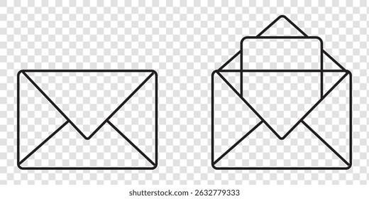 Mail icon, envelope, message symbol isolated on transparent background, email PNG