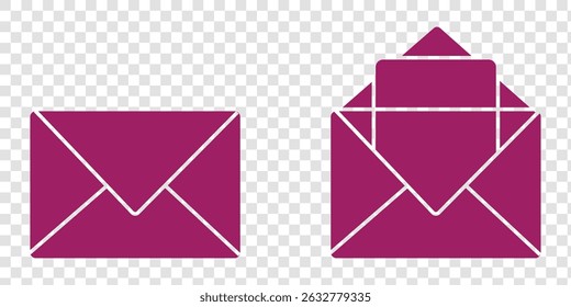 Mail icon, envelope, message symbol isolated on transparent background, email PNG