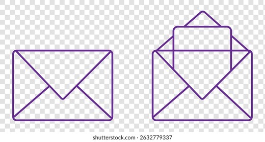 Mail icon, envelope, message symbol isolated on transparent background, email PNG