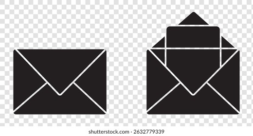 Mail icon, envelope, message symbol isolated on transparent background, email PNG