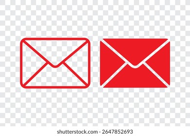 Mail icon, envelope, message symbol isolated on transparent background, email PNG