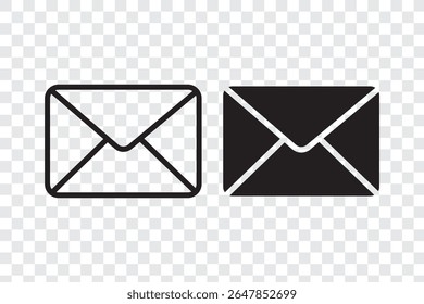 Mail icon, envelope, message symbol isolated on transparent background, email PNG