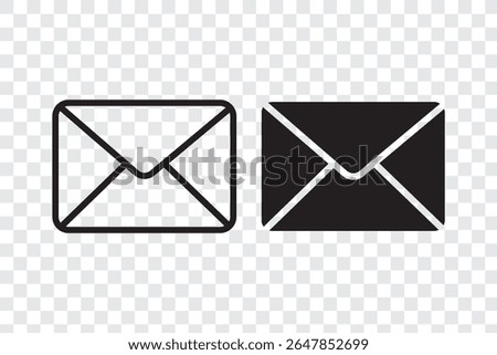 Mail icon, envelope, message symbol isolated on transparent background, email PNG