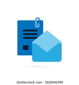 Mail icon. Envelope and paper sheet sign and symbol on white background. Vector illustration.