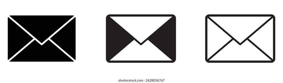 Ícone de email ou conjunto de ícones de envelope. - Coleção de Ícones de Email Clássicos. Ícones de envelope de comunicação digital. Pacote Minimalista de Ícones de Envelope.