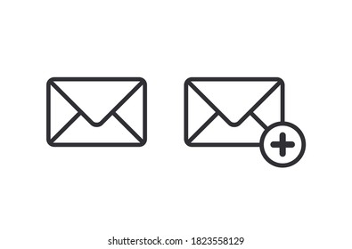Mail icon. Envelope sign. Email icon. Letter icon. Email notification. Contact form. Add letter. Favorite message. Important letter. Important message. Mailbox. Add letter. Ui elements.