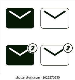 mail icon, envelope mail sign or symbol, vector isolated of mail.