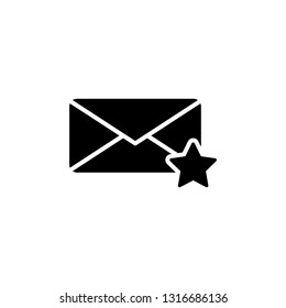 mail icon. The envelope with star. important email, add to favourite icon