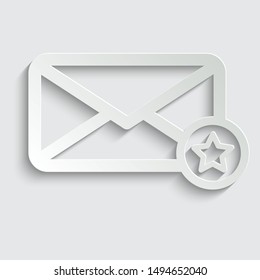 mail icon. The envelope with star. important email, add to favourite icon. line style paper icon  with shadow 