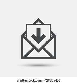 Mail icon. Envelope symbol. Inbox message sign. Mail navigation button. Flat mail message web icon on white background. Vector