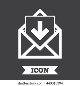Mail icon. Envelope symbol. Inbox message sign. Mail navigation button. Graphic design element. Flat mail message symbol on dark background. Vector