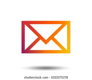 Mail icon. Envelope symbol. Message sign. Mail navigation button. Blurred gradient design element. Vivid graphic flat icon. Vector