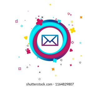 Mail icon. Envelope symbol. Message sign. Mail navigation button. Colorful button with icon. Geometric elements. Vector