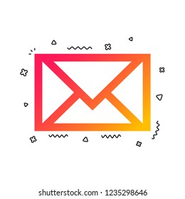Mail icon. Envelope symbol. Message sign. Mail navigation button. Colorful geometric shapes. Gradient envelope icon design.  Vector
