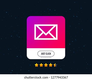 Mail icon. Envelope symbol. Message sign. Mail navigation button. Web or internet icon design. Rating stars. Just click button. Vector