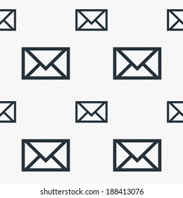 Mail icon. Envelope symbol. Message sign. Mail navigation button. Seamless grid lines texture. Cells repeating pattern. White texture background. Vector