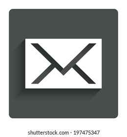 Mail icon. Envelope symbol. Message sign. Mail navigation button. Gray flat button with shadow. Modern UI website navigation. Vector