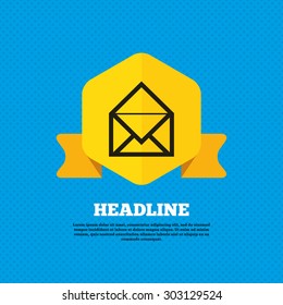 Mail icon. Envelope symbol. Message sign. Mail navigation button. Yellow label tag. Circles seamless pattern on back. Vector