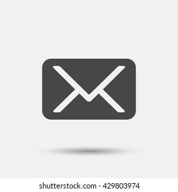 Mail icon. Envelope symbol. Message sign. Mail navigation button. Flat mail web icon on white background. Vector