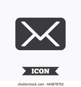 Mail icon. Envelope symbol. Message sign. Mail navigation button. Graphic design element. Flat mail symbol on white background. Vector