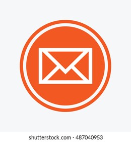 Mail icon. Envelope symbol. Message sign. Mail navigation button. Graphic design element. Flat message symbol on the round button. Vector
