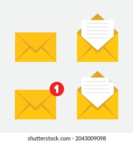 icono de correo, icono de sobres aislado en fondo blanco. Ilustración del vector