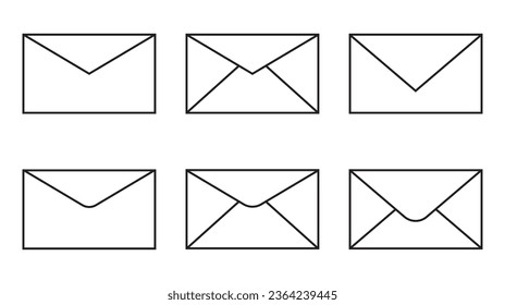 Mail icon.Set of envelopes.Linear email icons.