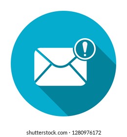 Mail icon with exclamation mark. Mail icon and alert, error, alarm, danger symbol. Vector icon