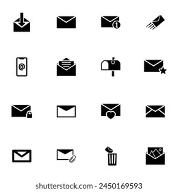 Mail icon - Expand to any size - Change to any colour. Perfect Flat Vector Contains such Icons as send envelope, accept letter, favorites, pin, attach, mailbox, delete, postbox, document, picture