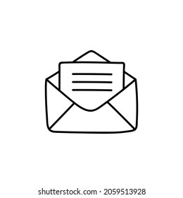  mail icon in flat black line style, isolated on white 