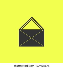 Mail icon flat. Black pictogram on white background. Vector illustration symbol and bonus button