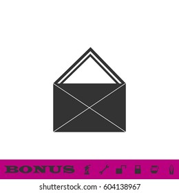 Mail icon flat. Black pictogram on white background. Vector illustration symbol and bonus button