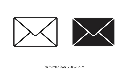 Icono de correo plano logo en blanco y negro