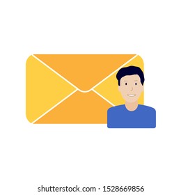 Mail icon. Flat cartoon character isolated on white