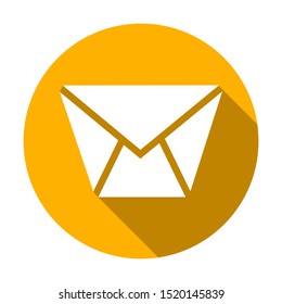mail icon, flat design style. with long shadow. for web and mobile vector illustration. 