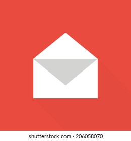 Mail icon , Flat design style, vector illustration. long shadow icon.