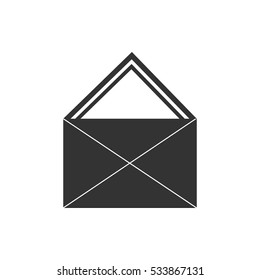 Mail icon flat. Illustration isolated on white background. Vector grey sign symbol