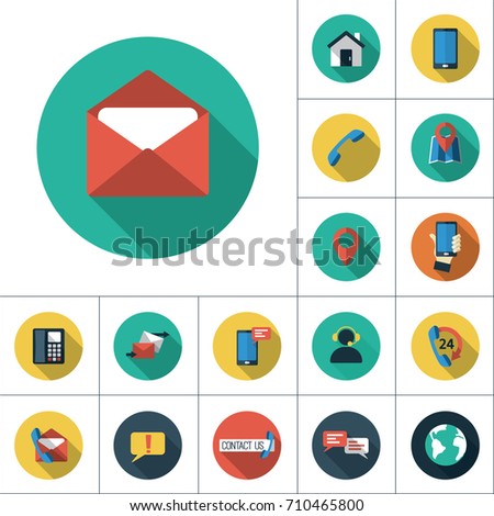 mail icon, flat set on white background