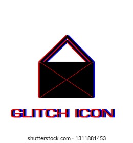 Mail icon flat. Simple pictogram - Glitch effect. Vector illustration symbol