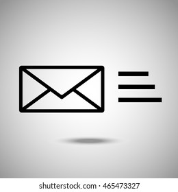 mail icon. Flat style. Grey background. Symbol for web design and mobile. Vector illustration.