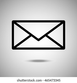 Mail icon. Flat style. Grey background. Symbol for web design and mobile. Vector illustration.