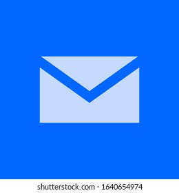Mail icon. Flat vector graphic in blue background.