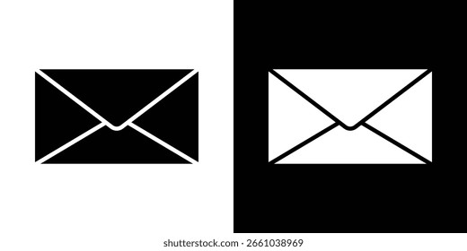Mail icon in flat version on black and white background