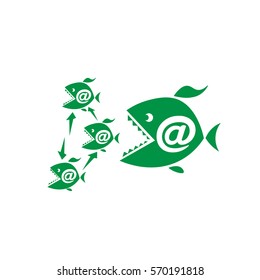  mail icon in the form of large and small fish