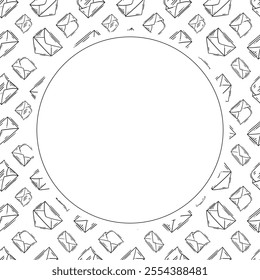 mail icon frame. doodle mail icon circle frame. hand drawn mail icon frame background. mail icon background