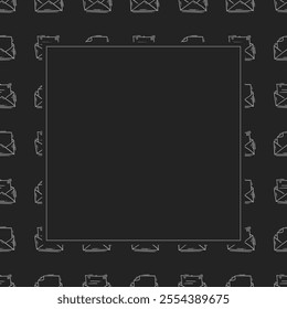 mail icon frame. doodle mail icon square frame. hand drawn mail icon frame background. mail icon background